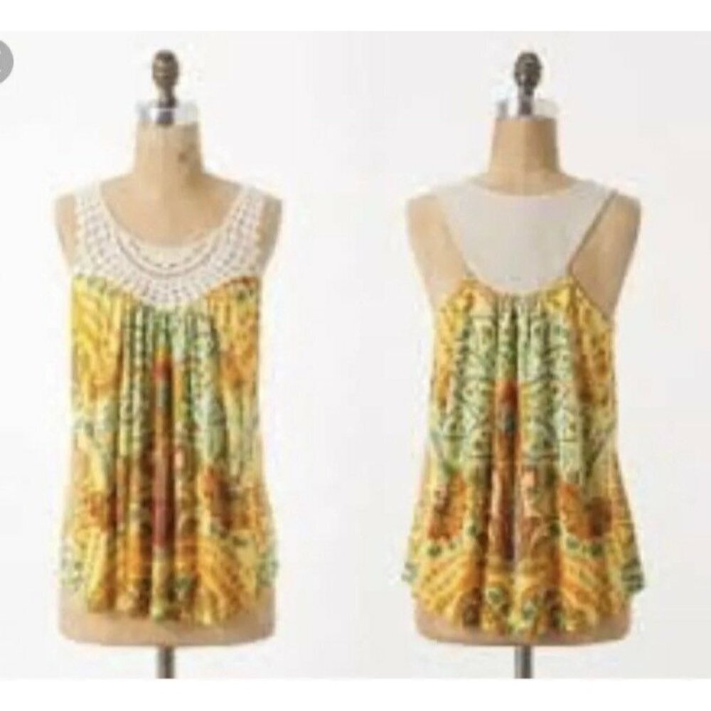 Anthropologie Urubamba Floral Crochet Knit Top - Picture 1 of 9